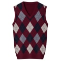 Pikkukuva 2 / 2: Yynuda Miesten Käsittelyvillasekoite Hihaton Neule V-kaula-Pusero Wine red 2XL