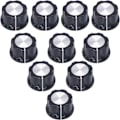 Miniatyrbillede 1 af 4: 10 stk. Potentiometerknap Sort 6,4 mm A03 Kontrolknap Blænde Justerbar Kompatibel med 3590s Potentiometer, Elektronisk Udstyr Volumenjustering