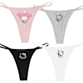 Pikkukuva 2 / 5: Hellokitty Puuvilla Ohut Olkaimellinen Seksikäs Stringit Matala Vyötärö Saumattomat Anime Sarjakuva Kuromi Alushousut Naisille Yksinkertaiset Ribbineulotut T-housut HARMAA 5 GREY 5 L