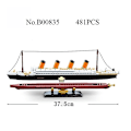 Miniatyrbilde 2 av 3: 481 deler Stor Titanic Cruiseskip DIY Byggeklosser Tegneserie Dukke 3D Skip Modell Byggeklosser Sett Barneutdannende Leke 0853 Uten Eske