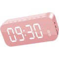 LED Mirror Alarm Clock, Digital Speaker Alarm Clock, USB Charging Digital Time Display Desk Wireless Bedside Clock for Bedroom Home Office Pink Pink