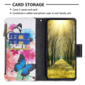 Miniatyrbillede 3 af 5: Læder Telefonetui med Lynlås Lomme til Nokia G22 Bf03 Mønstertryk Wallet Foldbar Stativ Cover Two Butterflies