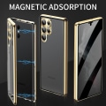 Miniatyrbilde 3 av 5: Personvern Magnetisk Etui For Samsung Galaxy S24 Ultra/s24 Plus/24 Anti-Snik Magnetisk Dobbeltsidig Herdet Glass Deksel Purple Galaxy S24 Ultra