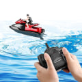 Miniatyrbild 5 av 5: Jul-RC Jetski RC Motorbåt Hög Hastighet Fjärrstyrd Båt För Pool Sjöar 2.4ghz Vattentät Leksak För Barn Zszjb53 blue