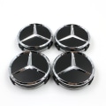 Miniatyrbilde 1 av 4: 4-delt Deksel for Bilhjul, Benz Logo 75mm Hjul, Senterhjuldeksel Felglogo 3 Hjørner Felgmerke black