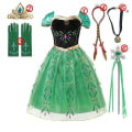 Miniatyrbillede 4 af 5: Pige Frozen Prinsessekjole: Sekvensbesat Mesh-Ballkjole til Cosplay som Elsa eller Anna 5PCS Elsa Dress Set1 5-6T (120)