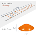 Miniatyrbillede 2 af 5: Ultimate Combo Agility Ladder Træningssæt - Hurtighed Agility Ladder med 12 Justerbare Trin, 12 Agility Kegler & 4 Stålpløkke - Inkluderet Bærepose Combo Orange