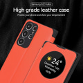 Miniatyrbilde 5 av 5: Smart Sleep/Våkn Opp Funksjon Visningsvindu Premium Lær Flip Etui For Samsung Galaxy S24 Ultra/s24 Plus/24 Med Kortlomme Stativ Orange S24 Ultra