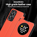 Miniatyrbillede 5 af 5: Smart Sleep/Vågn Op Funktion Visningsvindue Premium Læder Flip Etui Til Samsung Galaxy S24 Ultra/s24 Plus/24 Med Kortlomme Støttefod Red S24 Plus
