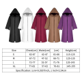 Miniatyrbillede 2 af 5: Halloween Kappe med Hætte Unisex Børn Kappe Rolle Cosplay Lang Kappe Gotiske Kostumer Yderbeklædning Solid Middelalderlig Kappe Halloween Party Prop Black S