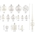 Miniatyrbilde 2 av 5: Brubaker 101-dels Julekuler med Topppynt i Lilla, Julepynt til Juletreet Creamy white
