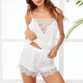 Miniatyrbild 4 av 5: Dam Pyjamas Set Löst Avslappnat Ärmlöst Hemkläder Set Mode Bekvämt Spets Nattkläder Pink L