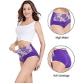 Miniatyrbilde 5 av 5: 8-pakks Truser i Bomull Høy Midje Magekontroll Truser Dame Rose Jacquard Dametruser combine A-3pcs XL