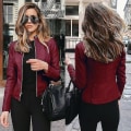 Pikkukuva 1 / 5: Napakka syksyinen naisten pyöräilytakki keinonahkainen ulkovaate vetoketjullinen asu kevät syksy naisten muodikkaat lyhyet ohuet naisten takit nopea Style B Wine Red XL