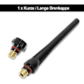 Pikkukuva 2 / 5: Tig-hitsauslisävarusteet, sovitinholkit + kotelo + keraamiset suuttimet + volframielektrodit -26