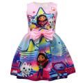 Miniatyrbilde 1 av 5: Gabby Cats Tegneseriekjole Kostymer Barn Sommer Ermeløs Vestido Stropp Bue Prinsessekjole Bryllup Fest Bursdagsgave Klær 9217 110