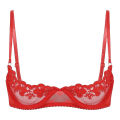 Miniatyrbilde 1 av 5: Dameundertøy med 1/2 kopp push-up, underwire, blonder, åpen brystkopp, justerbare stropper, svampfylte bh-topper Red B XL