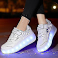 Miniatyrbillede 5 af 5: Børns Sneakers Dobbelthjulede Sko Led Lys Sko Q7-yky White 30