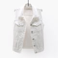 Miniatyrbilde 1 av 5: Vår- og høstjakke for kvinner, ensfarget, uten ermer, denimjakke White m