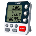 Miniatyrbilde 1 av 5: Digital Dobbelt Kjøkken Timer, 3 Kanaler Tell Opp/Ned Timer, Matlagingstimer, Stor Skjerm, Høy Lyd A
