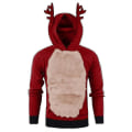 Miniatyrbillede 1 af 2: Mænds Juletrøje med Hætte - Julemanden Rudolph Reindeer Trøje Red Pink XL