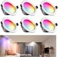 6-pack 10W Dimbar LED Infälld Takbelysning - 800lm, RGB+CCT, AC85-265V, Bluetooth, Idealisk för Vardagsrum