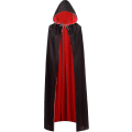 Pikkukuva 3 / 4: Kääntyvä Kaapu Aikuisten Ja Lasten, Pääsiäinen Uusivuosi Viitta Fantasia Puku Vampyyri Noita Noita Taika Loitsu Viitta-zong Black  Red 150cm