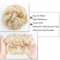 Pikkukuva 3 / 5: 1 kpl Messy Bun -hiuslisäke - Scrunchie -kihara -aaltoileva -synteettinen -hiusmyssy -naisten -kampaus Pale Ash Blonde Mix Bleach Blonde