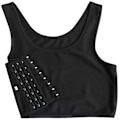Miniatyrbillede 4 af 5: Mode Kompressions-BH Kvinder Ærmeløs Vest Løstsiddende Kort Tanktop Sort Black M