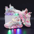 Pikkukuva 2 / 5: Tyttöjen Led-rennot lenkkarit Elsa Prinsessa -painatus Ulkoilukengät Lapsille Valoavat Liukumattomat Kengät Kesään Ja Talveen Purple 27-insole 16.8cm