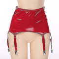 Miniatyrbilde 4 av 4: Dame Strømper med Lakk og Metallspenner - Suspenderbelte for Clubwear, Sceneopptreden og Rave Red XL