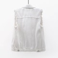 Miniatyrbilde 4 av 5: Vår- og høstjakke for kvinner, ensfarget, uten ermer, denimjakke White 2xl