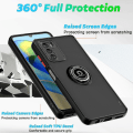Miniatyrbilde 2 av 4: Ringholder og Kickstand Telefondeksel for Zte Blade A72 4g / V40 Vita - Støtsikker PC + TPU Hybrid Deksel Red Black