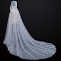 Miniatyrbillede 3 af 4: Halloween Kostume til Kvinder med Hætte Tulle Kappe Sort Hvid Rød Bryllup Brudekjole Gulvlængde Blød Mesh Kappe White One Size