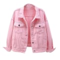 Miniatyrbilde 2 av 5: Damejakke i denim, varm, langærmet, helfarvet, vår og høst Pink M