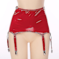 Miniatyrbillede 4 af 4: Dames Patentlæder Strømper med Metalspænder Suspenderbælte Clubwear Sceneoptræden Rave Red XXXXL