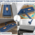Miniatyrbild 3 av 4: Stor Platt Moppset, 360° Swivel Mopp med Urvridningsfunktion, Golvmoppset Platt Mopp med Återanvändbara Mikrofibermoppdynor (blå - Med 2 Moppdynor)