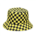 Miniatyrbillede 1 af 5: Wekity Sød Spandhat Strand Fiskerhat Til Kvinder, Vendbar Dobbeltsidet Unisex (Gitter, Sort Og Gul)