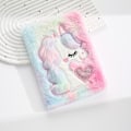 Miniatyrbild 1 av 3: Plush Anteckningsbok A5 Anteckningsblock Plush Broderi Cartoon Kreativ Söt Anteckningsbok Gradient unicorn