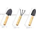 Miniatyrbilde 2 av 5: Mini hageverktøysett, 3-delt hagesett med spader og rive, svart anti-rustbelegg, perfekt for potteplanter