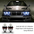 Miniatyrbillede 2 af 5: Par 8000k Hvide LED Angel Eye Marker Halo Pærer Lamper Kompatible med E39 E53 E60 E63 E64 E66 E87 5 6