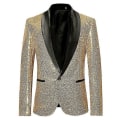 Miniatyrbillede 1 af 2: Mænds Mode Sequin Casual Blazer Bryllupsfest Suit Jakke gold M