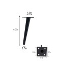 Miniatyrbillede 5 af 5: Sorte Jern Møbelben i Midtcentury Stil - 12cm/15cm/20cm/25cm/30cm/40cm/50cm - Robust Metalben til Sofaer, Skabe, Borde - Inkluderer Skruer 12cm
