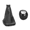 6-växlad växelspaksknopp läderdamaskskydd spakväxlare för SAAB 93 9-3 2003-2012 Blacksilver