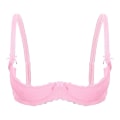 Miniatyrbilde 1 av 5: Dameundertøy med 1/2 kopp push-up, underwire, blonder, åpen brystkopp, justerbare stropper, svampfylte bh-topper Pink A XXL