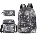 Pikkukuva 1 / 3: Jalkapallotähti C Ronaldo CR7 -painatus, kolmiosainen reppu opiskelijoille Black thunder lightning 2 Shoulder bag shoulder bag