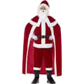 7-delad jultomte-klädset, hatt, skägg, kappa, bälte, mantel
