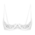 Miniatyrbilde 1 av 5: Dameundertøy med 1/2 kopp push-up, underwire, blonder, åpen brystkopp, justerbare stropper, svampfylte bh-topper White B XXL