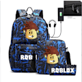 Miniatyrbild 1 av 5: Roblox USB-lås mot stöld, ryggsäck för studenter, ungdomsryggsäck, casual ryggsäck, reseväska (styck/set) style 1