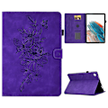 Miniatyrbild 1 av 5: Fullskyddande Tabletfodral För Samsung Galaxy Tab A8 10.5 (2021) X200 / X205 Fjärilsblommönster Tryckt PU-Läder Sömnadslinje Anti-fall T Purple